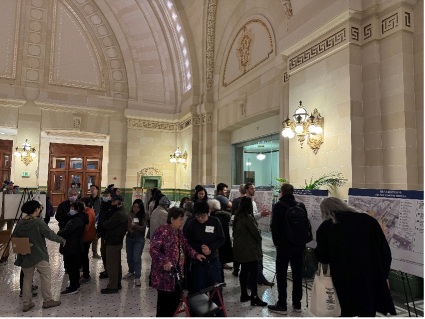 Photograph of people inside the Seattle Union Station